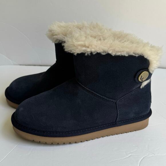Koolaburra by UGG Women’s Jordana Mini Boots Size 6 Blue Suede Button Faux Fur - Picture 5 of 8